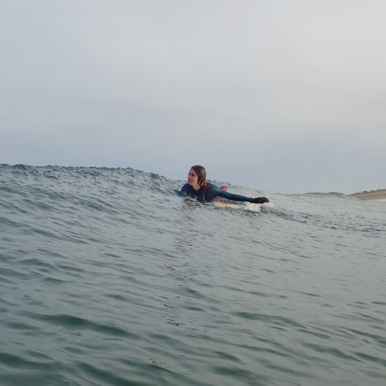 We are paddling, learning how to take green waves, how to create surf in every situations